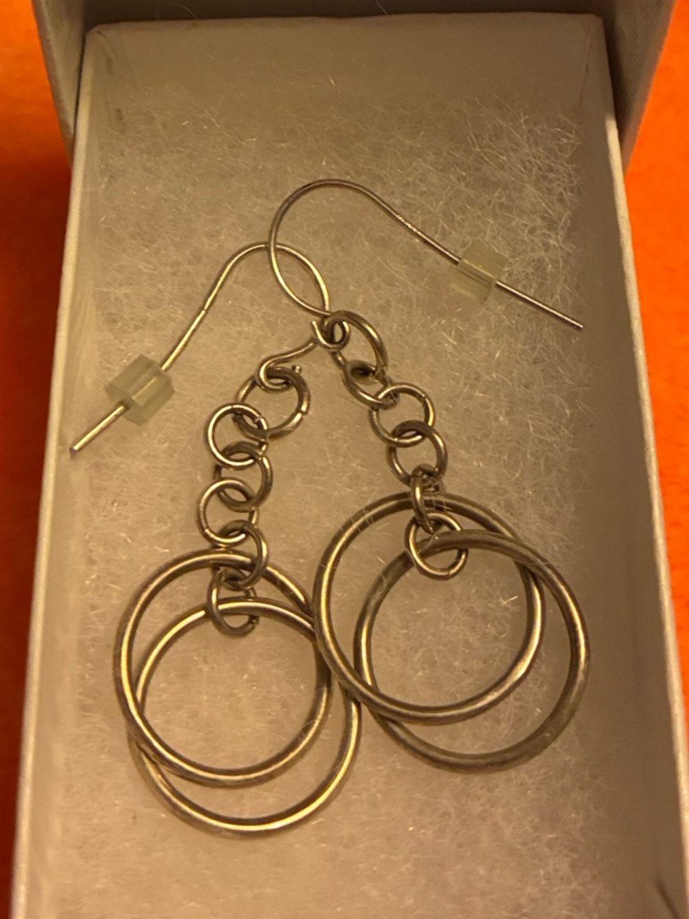 Sterling Silver Y2K Double Ring Drop Earrings